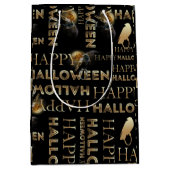 Modern zwart en goud chique volwassen Halloween Medium Cadeauzakje (Voorkant)