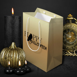 Modern zwart en goud chique volwassen Halloween Medium Cadeauzakje
