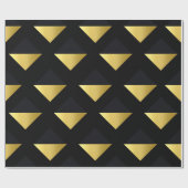 Modern zwart en goud driehoek geometrisch patroon cadeaupapier (Vlak)