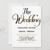 Modern zwart en goud Eenvoudige bruiloft Kaart (Voorkant)