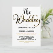 Modern zwart en goud Eenvoudige bruiloft Kaart (Staand voorkant)