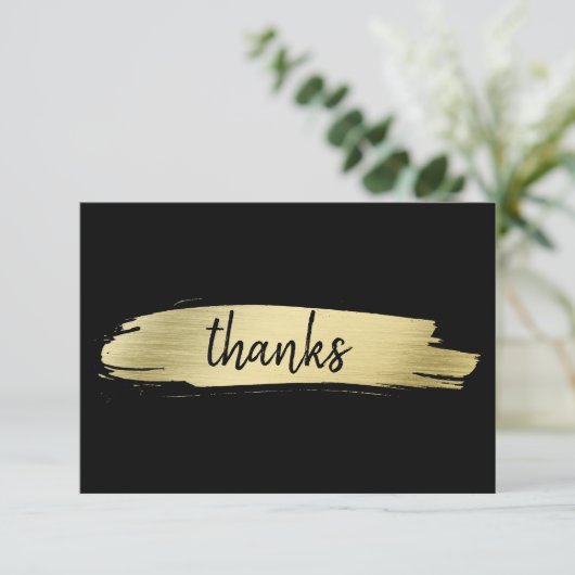 Modern zwart en goud elegant bedankkaart (Staand voorkant)