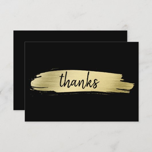 Modern zwart en goud elegant bedankkaart (Voorkant / Achterkant)