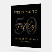 Modern zwart en goud elegante 50e verjaardag acryl bord (Hoek)