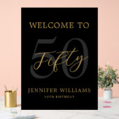 Modern zwart en goud elegante 50e verjaardag acryl bord (Huwelijk)