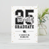 Modern Zwart en Goud Foto Afstuderen Aankondiging (Staand voorkant)