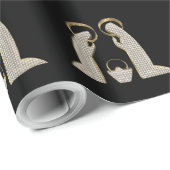 Modern Zwart en Goud Geboorte Wieg Kerst Cadeaupapier (Rol Hoek)