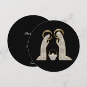 Modern Zwart en Goud Geboorte Wieg Kerst Feestdagenkaart (Voorkant / Achterkant)