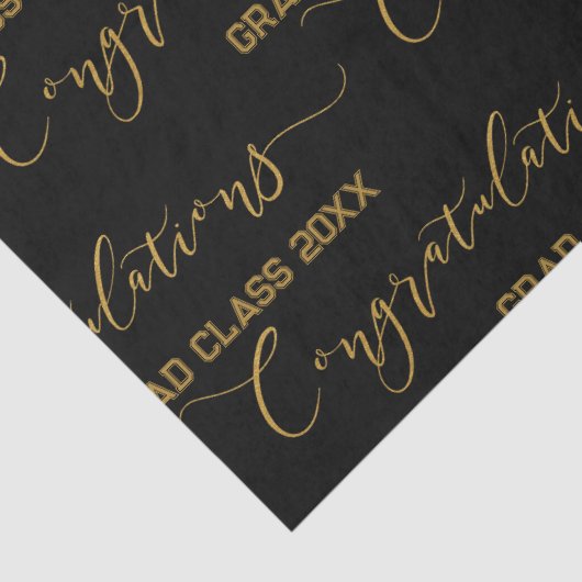 Modern Zwart en Goud Gefeliciteerd Afstuderen Tissuepapier (Detail)