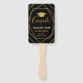 Modern zwart en goud geometrisch Afstuderen foto Handwaaier (Voorkant)