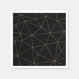 Modern zwart en goud geometrisch servet
