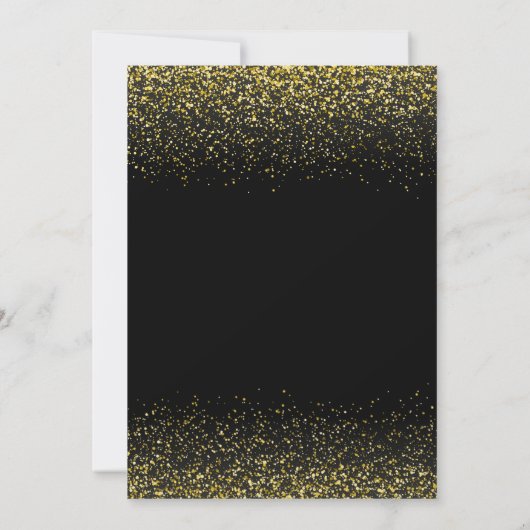 Modern zwart en goud glitter afstudeerfeest kaart (Achterkant)