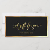 Modern Zwart En Goud Logo Cadeaubon (Voorkant)