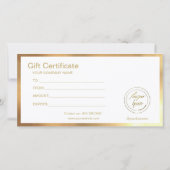 Modern Zwart En Goud Logo Cadeaubon (Achterkant)