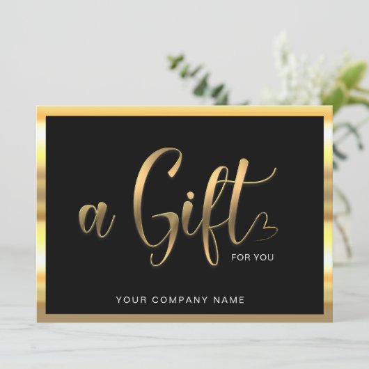 Modern zwart en goud | Logo Cadeaubon (Staand voorkant)