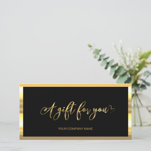 Modern zwart en goud | Logo Cadeaubon (Staand voorkant)