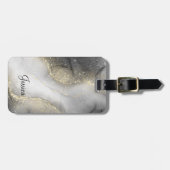 Modern Zwart en Goud Marbled Bagagelabel (Voorkant horizontaal)