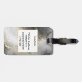 Modern Zwart en Goud Marbled Bagagelabel (Achterkant horizontaal)