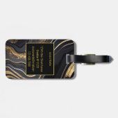Modern Zwart en Goud Marbled Bagagelabel (Achterkant horizontaal)