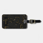 Modern Zwart en Goud Marbled Bagagelabel (Voorkant horizontaal)