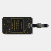 Modern Zwart en Goud Marbled Bagagelabel (Achterkant horizontaal)