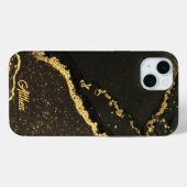 Modern Zwart en Goud Marbled Case-Mate iPhone Case (Achterkant (horizontaal))
