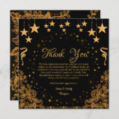 Modern zwart en goud mijlpaal Jubileum Bedankkaart (Voorkant / Achterkant)