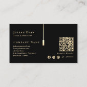 Modern zwart en goud Monogram Visitekaartje (Achterkant)