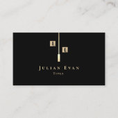 Modern zwart en goud Monogram Visitekaartje (Voorkant)