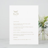 Modern Zwart en Goud Monogrammed Bruiloft Menu (Staand voorkant)