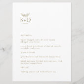 Modern Zwart en Goud Monogrammed Bruiloft Menu (Voorkant)