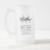 Modern Zwart en Goud Naam toevoegen & Monogram Bes Matglas Bierpul (Links)
