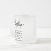 Modern Zwart en Goud Naam toevoegen & Monogram Bes Matglas Koffiemok (Voorkant links)