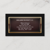 Modern zwart en goud onroerend goed visitekaartje (Achterkant)