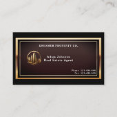 Modern zwart en goud onroerend goed visitekaartje (Voorkant)