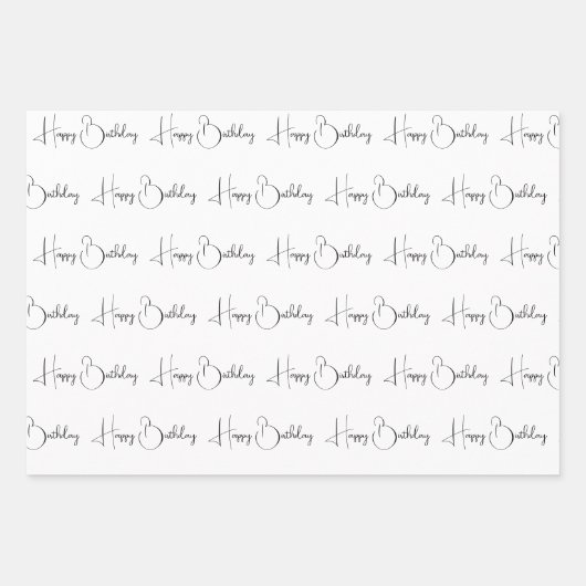 Modern zwart en goud op wit gecoördineerd inpakpapier vel (Voorkant 2)