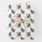 Modern zwart en goud op wit gecoördineerd inpakpapier vel (In situ)