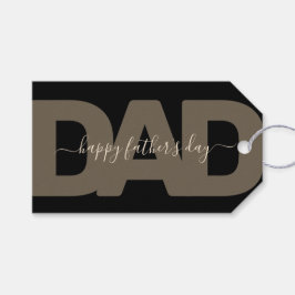 Modern Zwart en Goud "Papa" Vaderdag Cadeaulabel