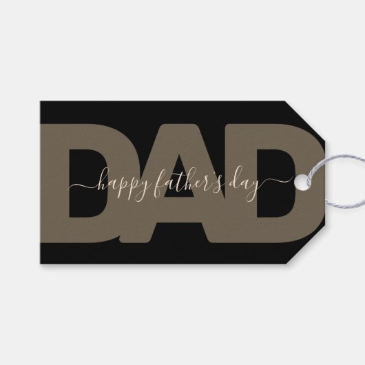 Modern Zwart en Goud "Papa" Vaderdag Cadeaulabel (Voorkant (Horizontaal))