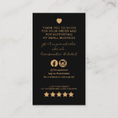 Modern Zwart en Goud QR code Bestellen dank u Visitekaartje (Achterkant)
