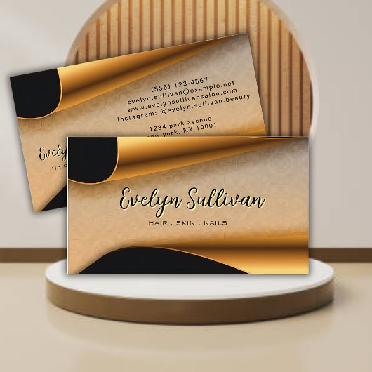 Modern zwart en goud salon bewerkbaar Visitekaartj Visitekaartje