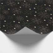 Modern zwart en goud Schattige kerstpatroon Cadeaupapier (Hoek)