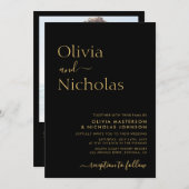 Modern Zwart en Goud Script QR Code Foto Bruiloft Kaart (Voorkant / Achterkant)