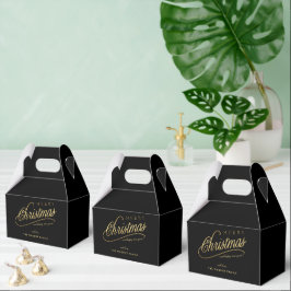 Modern zwart en goud script Vrolijk kerstfeest Bedankdoosjes