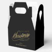 Modern zwart en goud script Vrolijk kerstfeest Bedankdoosjes (Geopend)