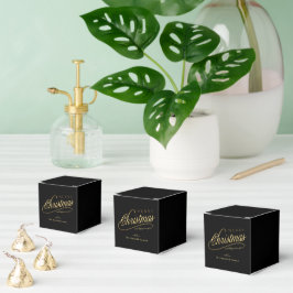 Modern zwart en goud script Vrolijk kerstfeest Bedankdoosjes