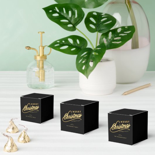Modern zwart en goud script Vrolijk kerstfeest Bedankdoosjes (Meervoudige)