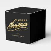 Modern zwart en goud script Vrolijk kerstfeest Bedankdoosjes (Voorkant Zijde)