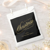 Modern zwart en goud script Vrolijk kerstfeest Bedankzakje (Geknipt)