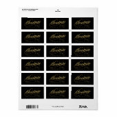 Modern zwart en goud script Vrolijk kerstfeest Etiket (Full Sheet)